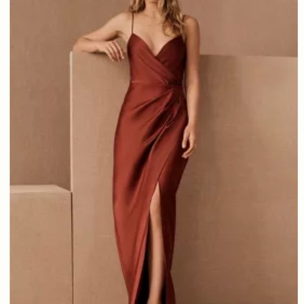 *AUBURN*NWT Anthropologie BHLDN Freya Satin Charmeuse Wedding Guest/Formal Dress